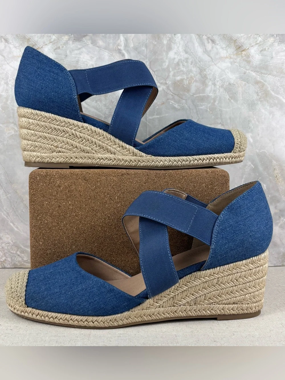 Dream Pairs Denim Blue Espadrille Wedge Sandals Women’s 10 Summer
